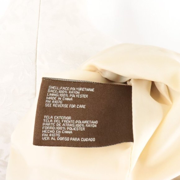 New Big Chill Vintage Women's Large Tan Gold Zip-Up Vegan Leather Biker Jacket - Picture 8 of 9